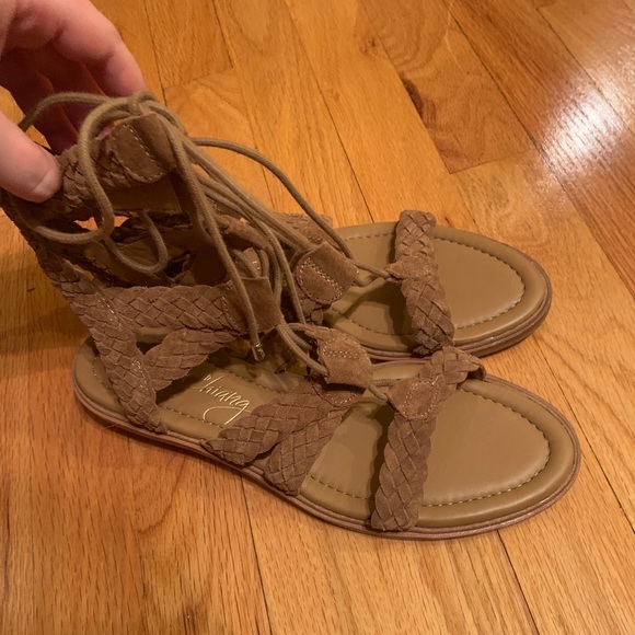 Arturo Chiang Suede Lace Up Sandals - Picture 7 of 8